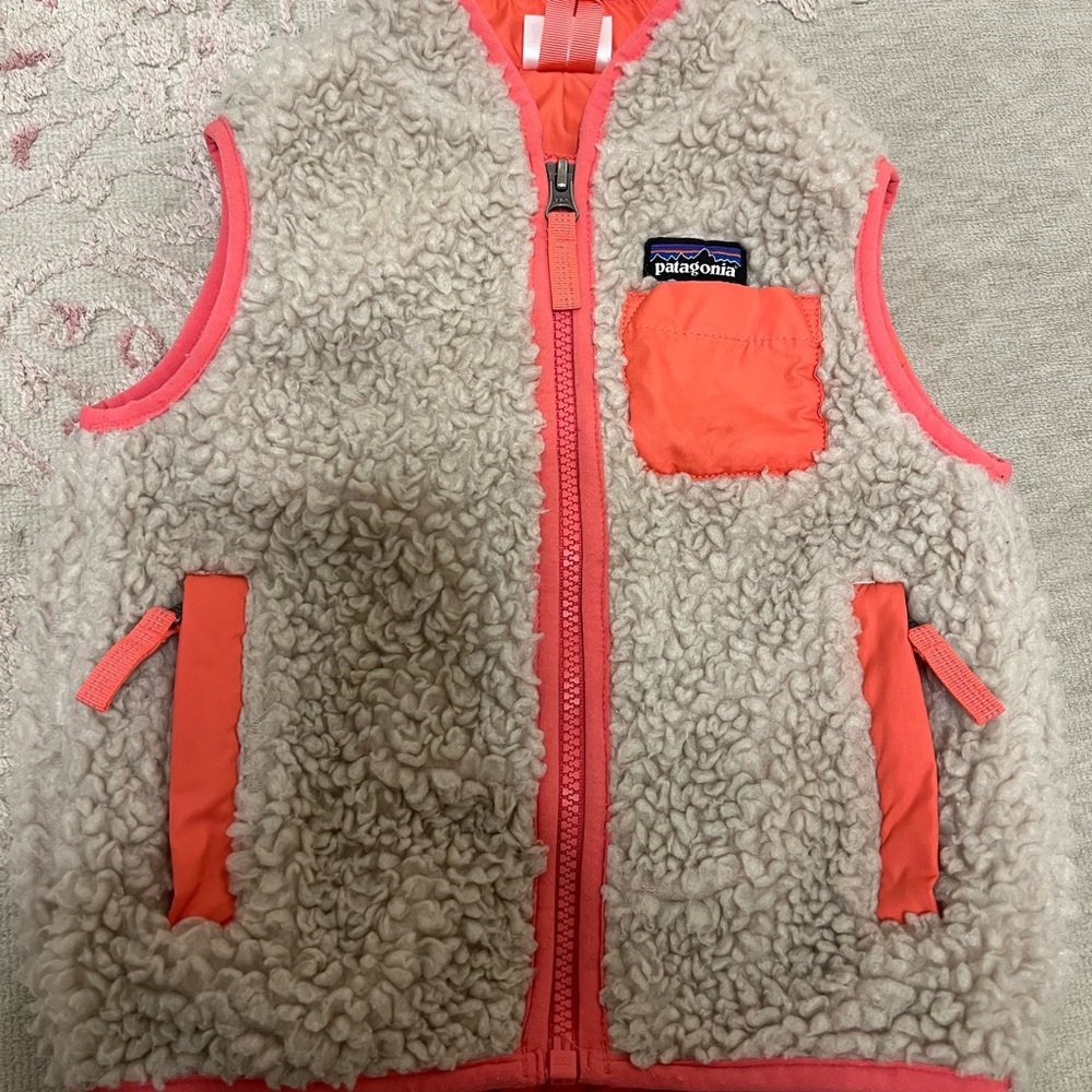 Patagonia Coral and Cream Fleece Vest